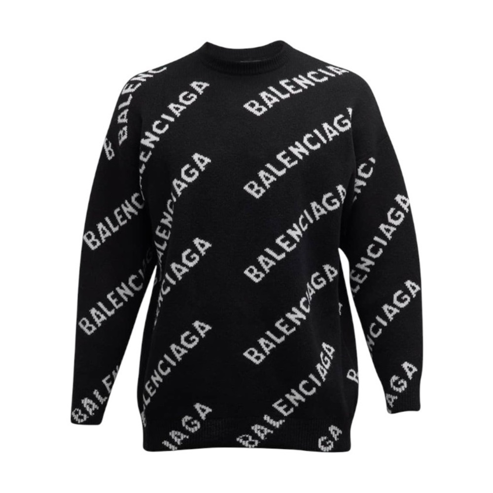 Balenciaga Black Allover Logo Sweater Sz. S​​​​